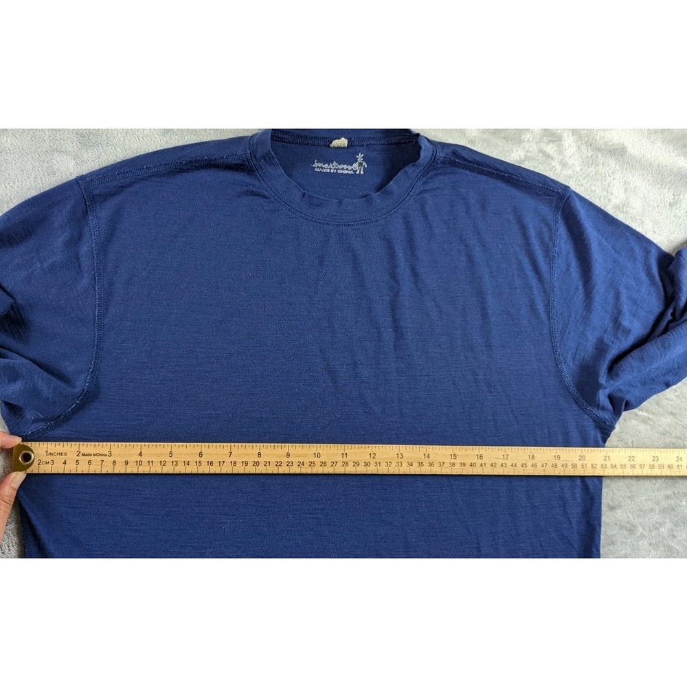Smartwool Shirt Mens Large Blue Merino Wool Base Layer Long Sleeve Casual READ - Picture 8 of 13